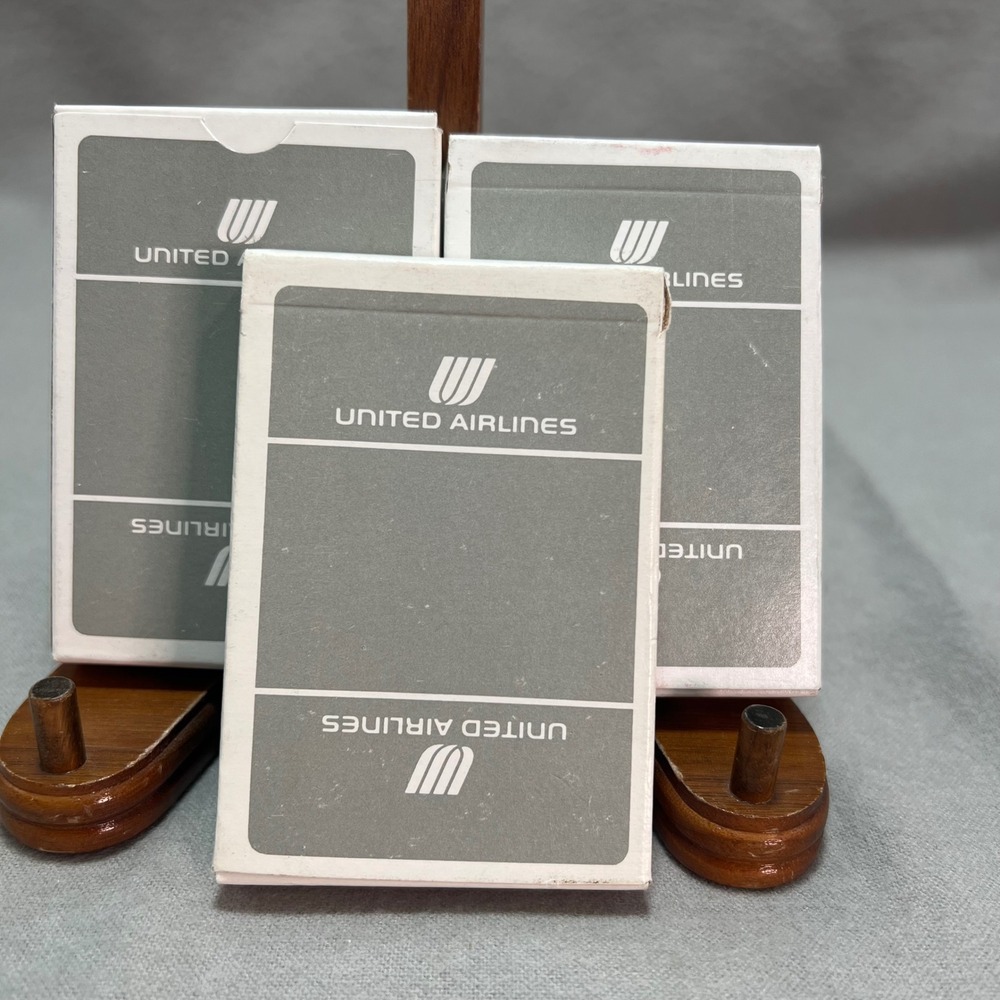 United Airlines Michaud Playing‎ Cards Gray Vintage Saul Bass Logo Lot of 3
